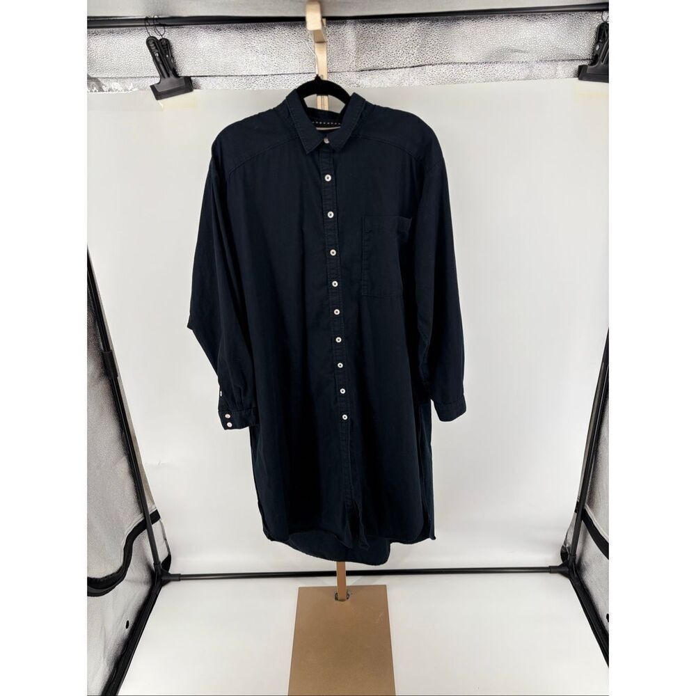 Maeve Anthropologie Soren Shirt Dress Long Sleeve XL Black